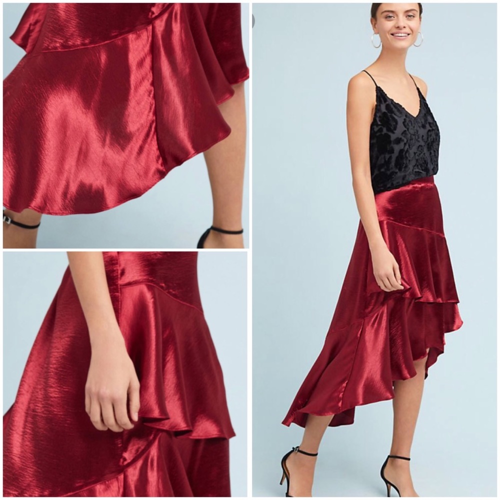 Anthropologie Tiered Maxi Satin Skirt NWT Medium - Picture 1 of 6